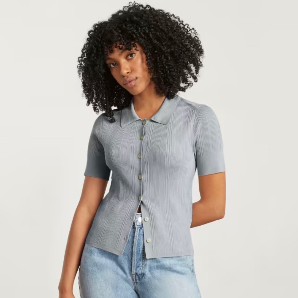 Everlane rib knit top in sky